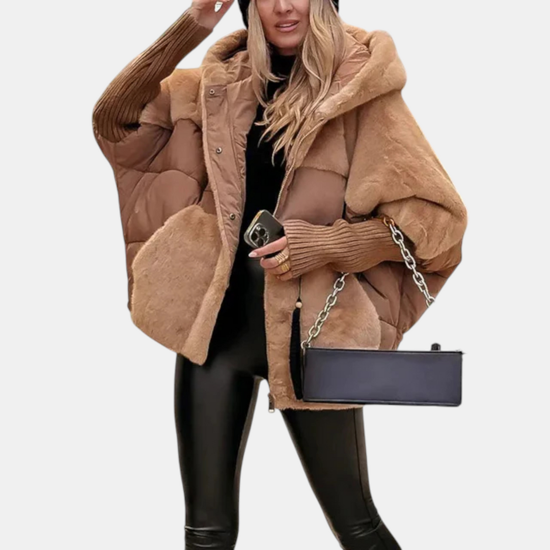 Oversized Hooded Patchwork Puffer Jacket