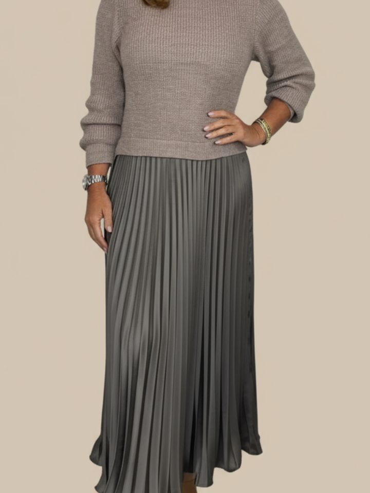 Camilla | Two-Piece Sweater & Pleated Maxi Dress