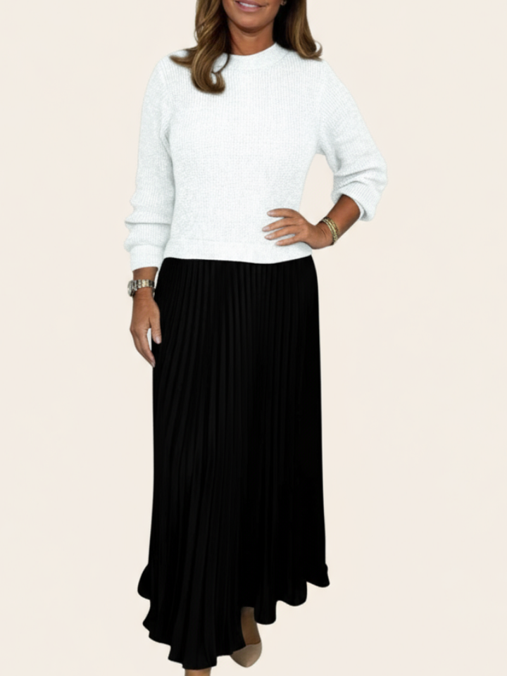 Camilla | Two-Piece Sweater & Pleated Maxi Dress