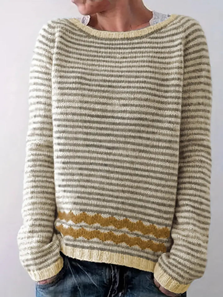 Women's casual sweater with subtle stripes