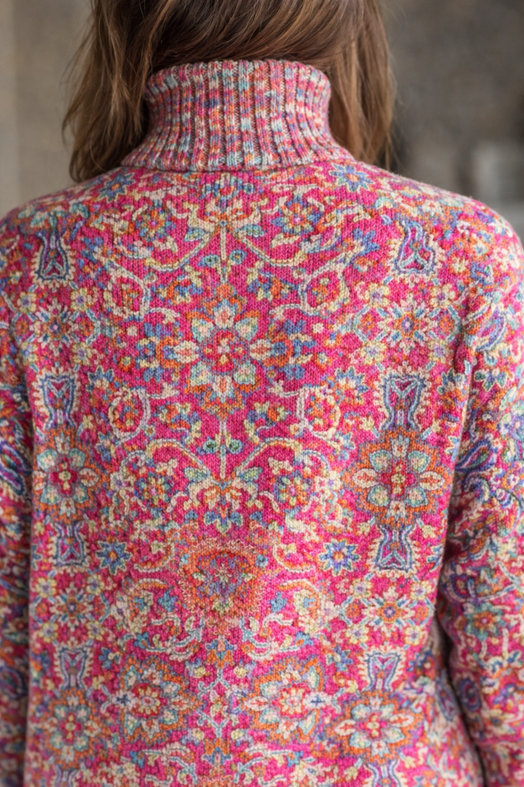 Bella | Retro Ethnic Floral Turtleneck