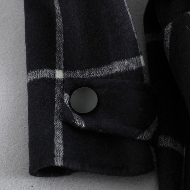 Women's Retro Lapel Plaid Tweed Coat