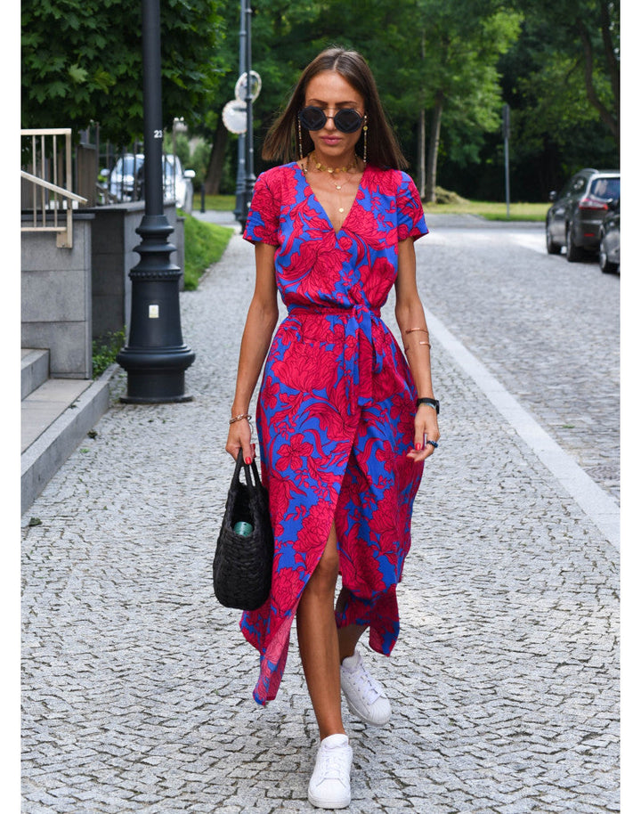Marlene | Women’s Wrap Dress with Floral Pattern and V-Neck | Midi