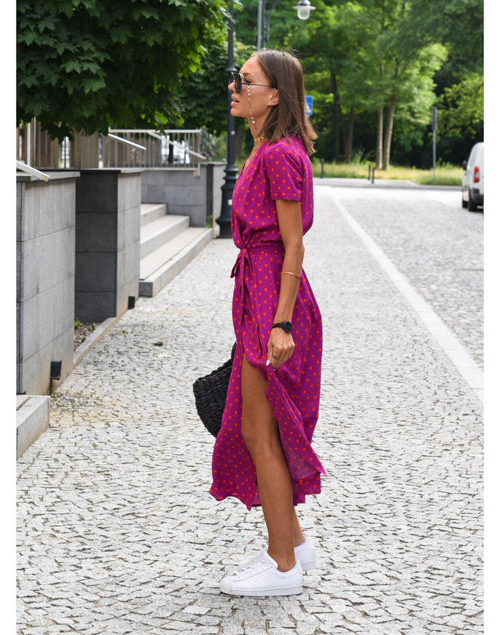 Marlene | Women’s Wrap Dress with Floral Pattern and V-Neck | Midi