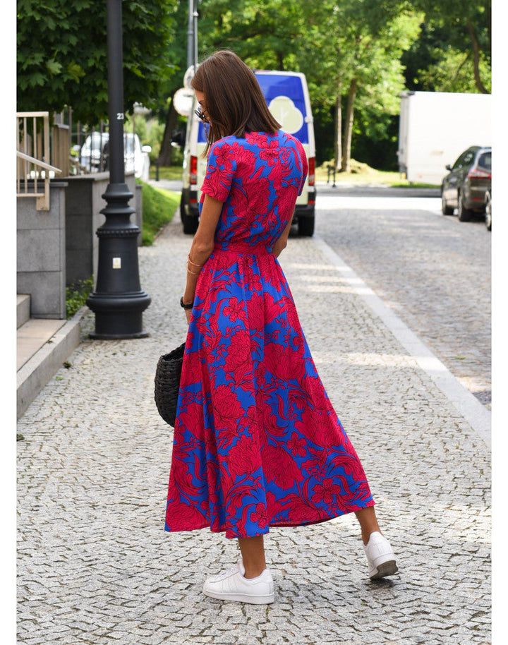 Marlene | Women’s Wrap Dress with Floral Pattern and V-Neck | Midi