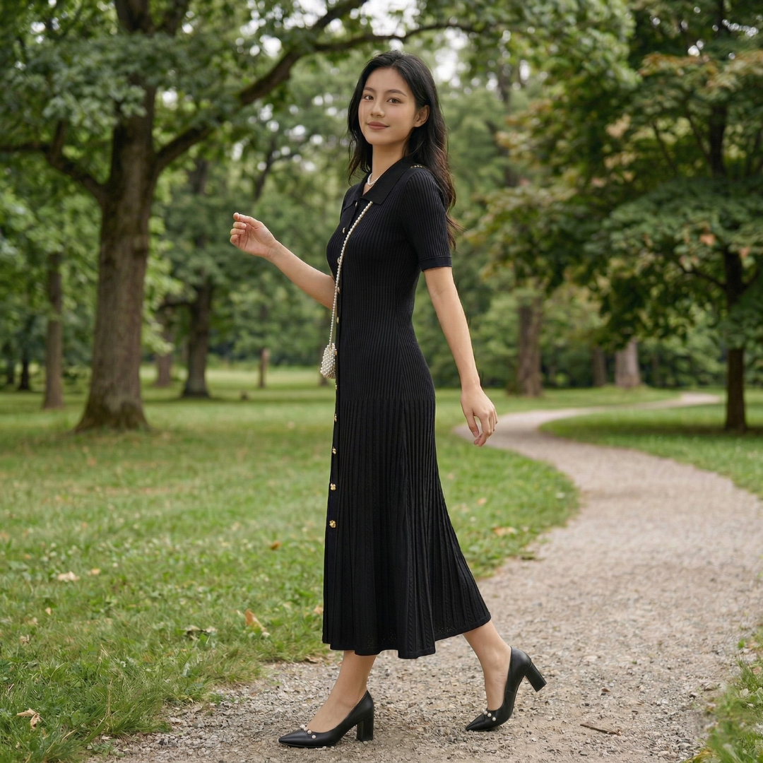 Hailey – Vintage Knit Maxi Shirt Dress