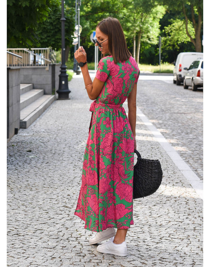 Marlene | Women’s Wrap Dress with Floral Pattern and V-Neck | Midi