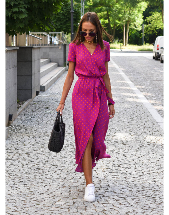 Marlene | Women’s Wrap Dress with Floral Pattern and V-Neck | Midi