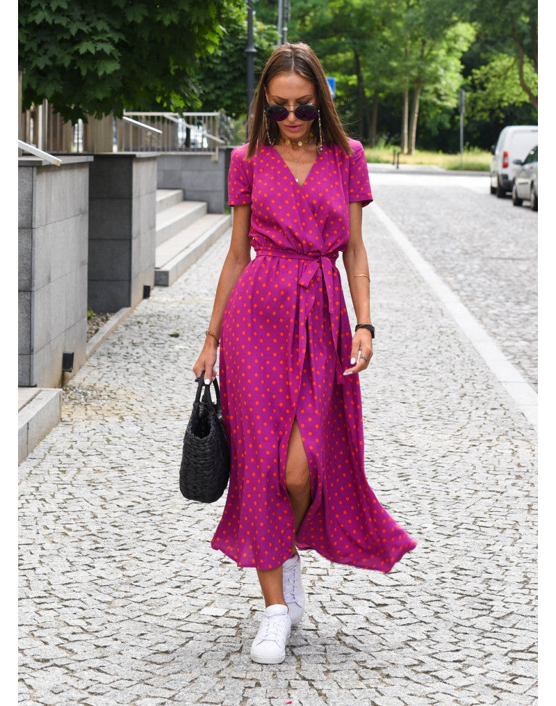 Marlene | Women’s Wrap Dress with Floral Pattern and V-Neck | Midi