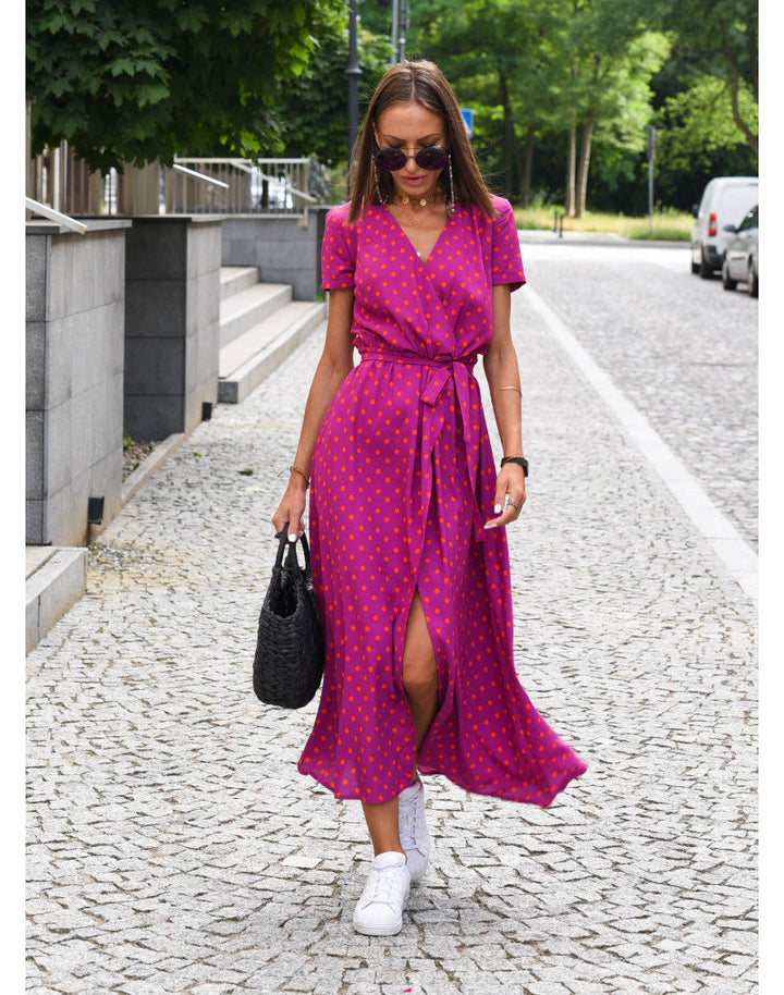 Marlene | Women’s Wrap Dress with Floral Pattern and V-Neck | Midi