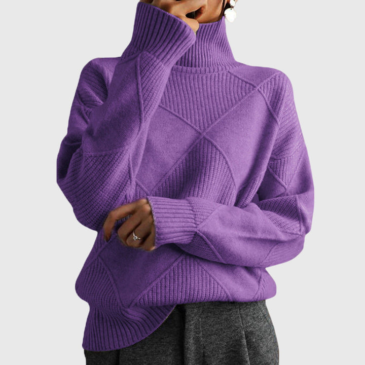 Angela - Modern Geometric Turtleneck Sweater